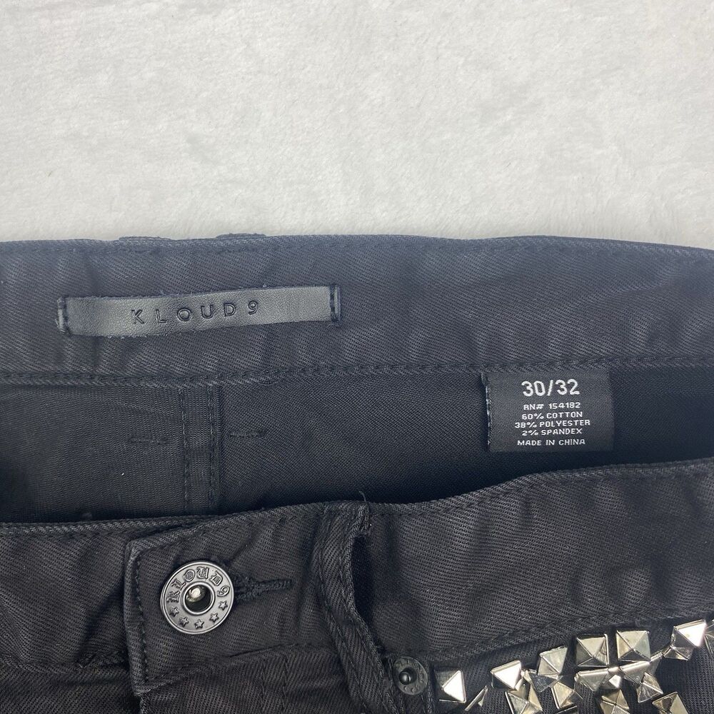 Kloud 9 Jeans Size 30/32 Black Painted Studded Design Streetwear Pockets Casual - Picture 14 of 16